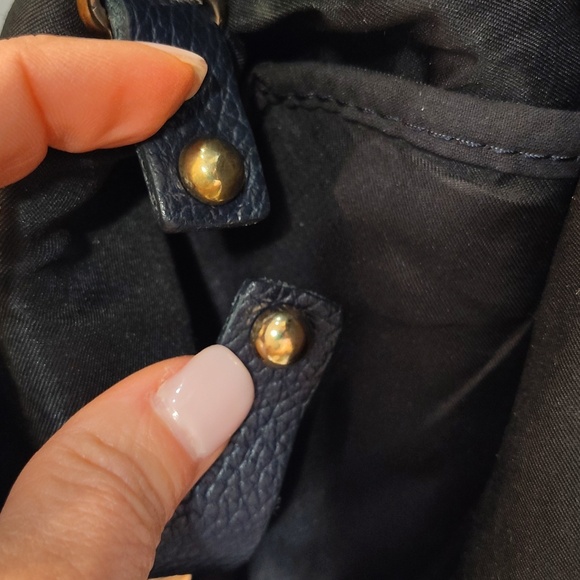 Vera Pelle Convertible Backpack Purse Bag Navy With removable Straps Italy Made - Picture 12 of 14